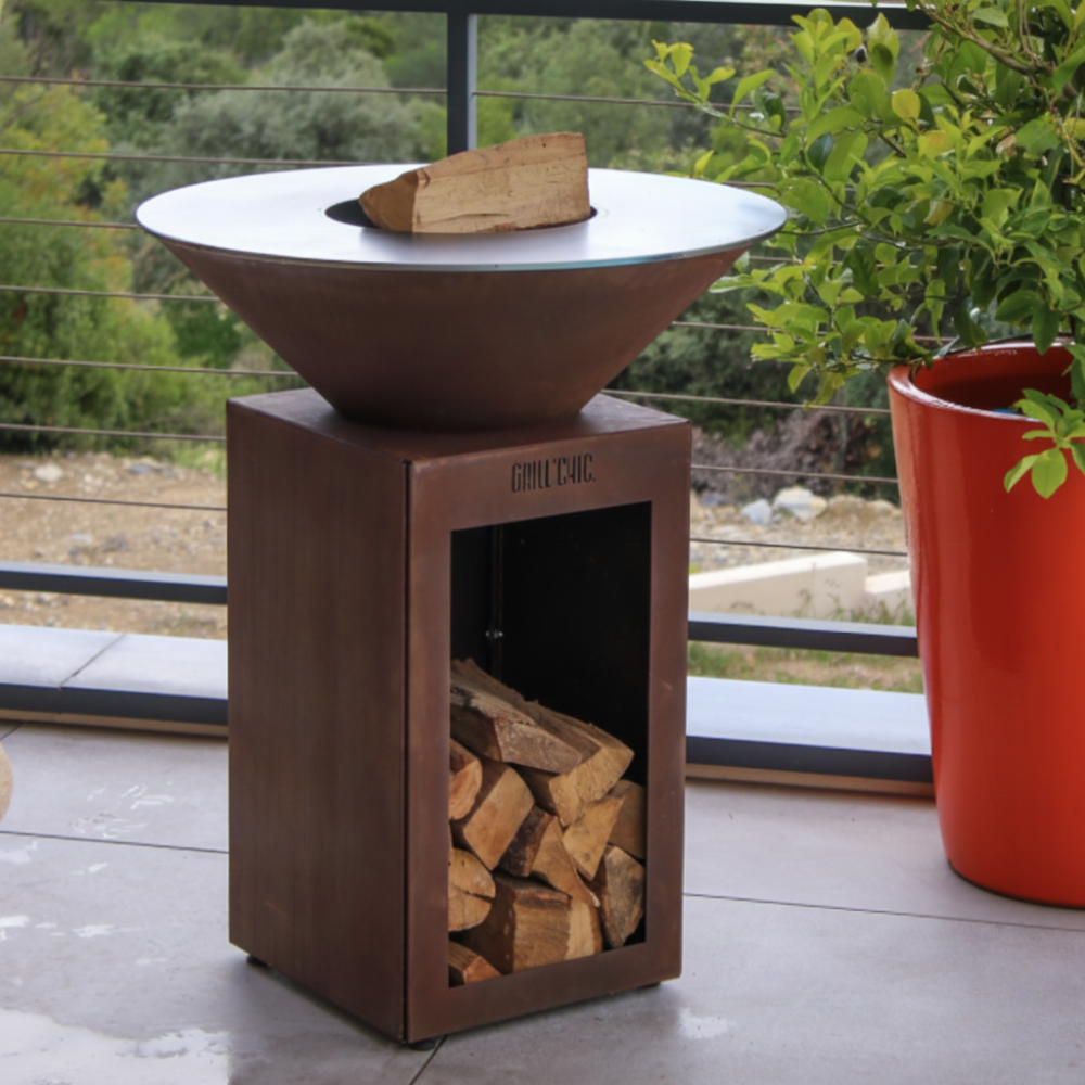 Pack Découverte Brasero Cevenol Corten Bois Rond Ø74 Simple Cuve Corten