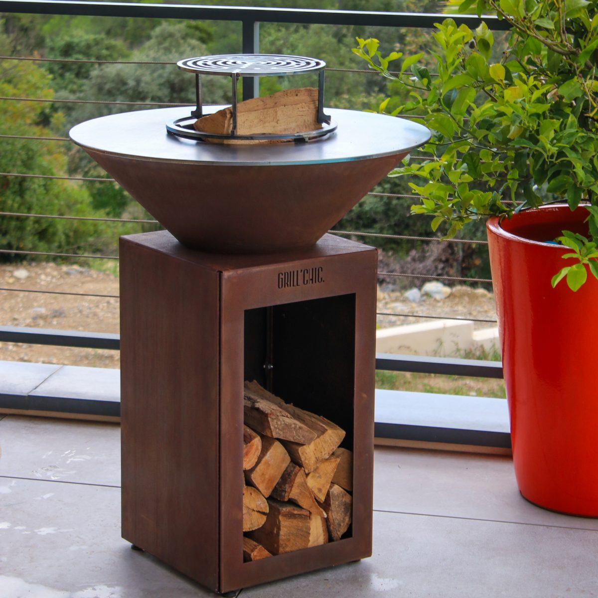 Pack Confort Brasero Cevenol Corten Bois Rond 74 Simple Cuve Corten