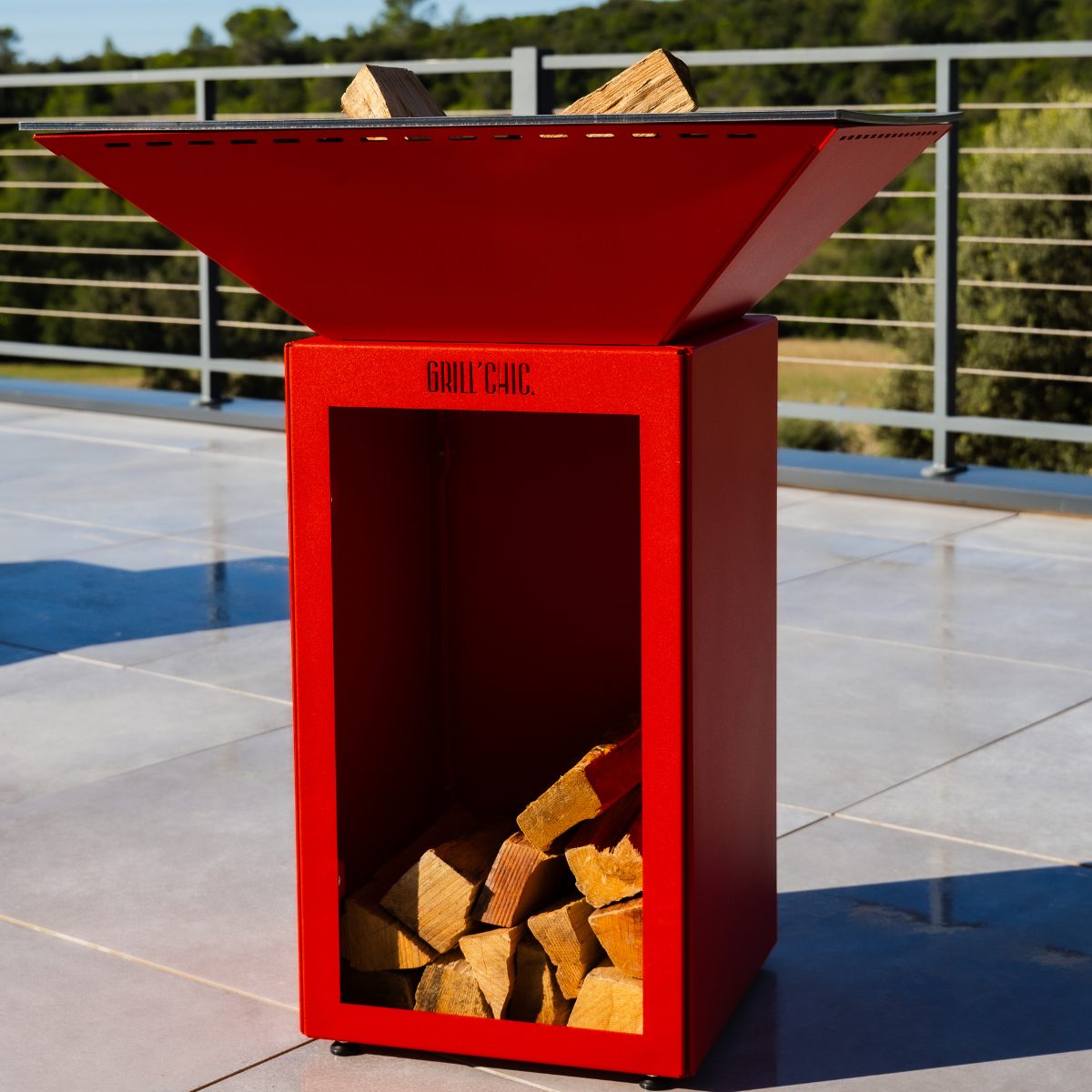 Pack Découverte Brasero Cevenol Acier Bois Carre 74 Rouge Double Cuve Nos Packs