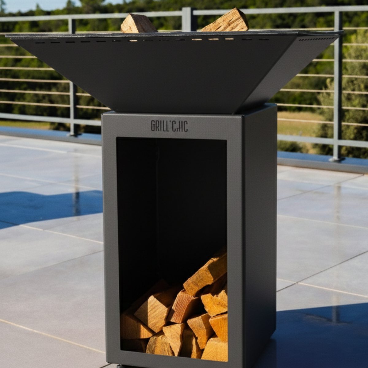 Pack Confort Brasero Cevenol Acier Bois Carré 74 Gris Anthracite Double Cuve Nos promos